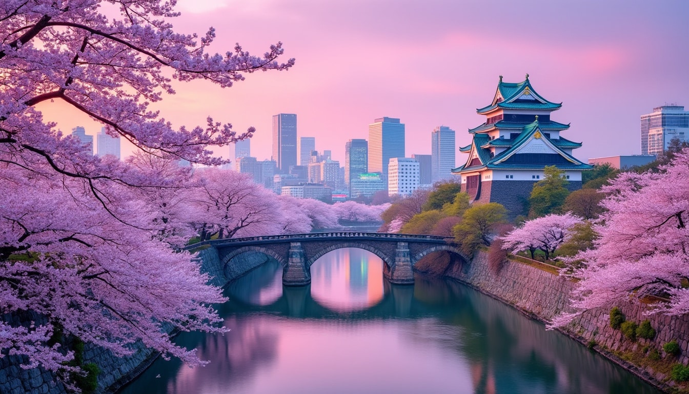 scopri le incantevoli stagioni a osaka, dove i vivaci fiori di ciliegio sbocciano in primavera, i festival estivi illuminano le notti, le foglie autunnali creano un arazzo straordinario e l'inverno trasforma la città con fascino festivo. vivi la bellezza e la ricchezza culturale di osaka tutto l'anno.
